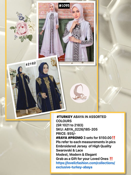 Exclusive Colored Turkish Abaya with Swarovski Embroidery (ABYA_0226/185-205) (SN 1021- 2183)