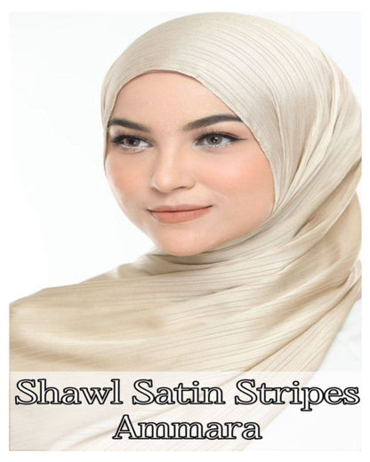Shawl Satin Stripes Ammara - Effortless Elegance in Luxurious Design (SHWL-1060) (#MM)