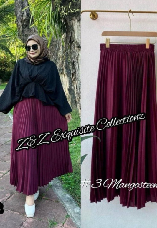 Versatile LovelizFashion: The Mangosteen Pleated Skirt model 3 (#102.KNG) – A Must-Have for Every Modern Muslimah Women