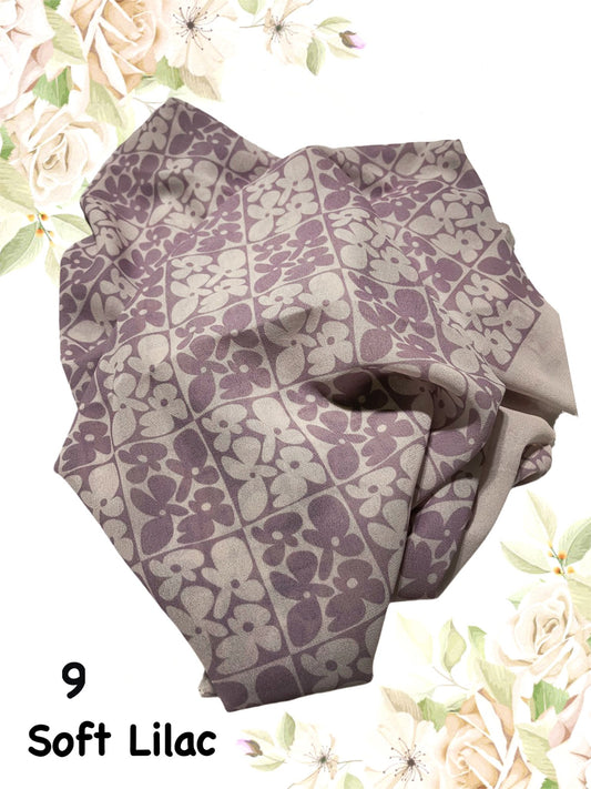 Shawl Korean Chiffon Pleated Laser Cut in Soft Lilac model 9 - A Fusion of Tradition and Trend