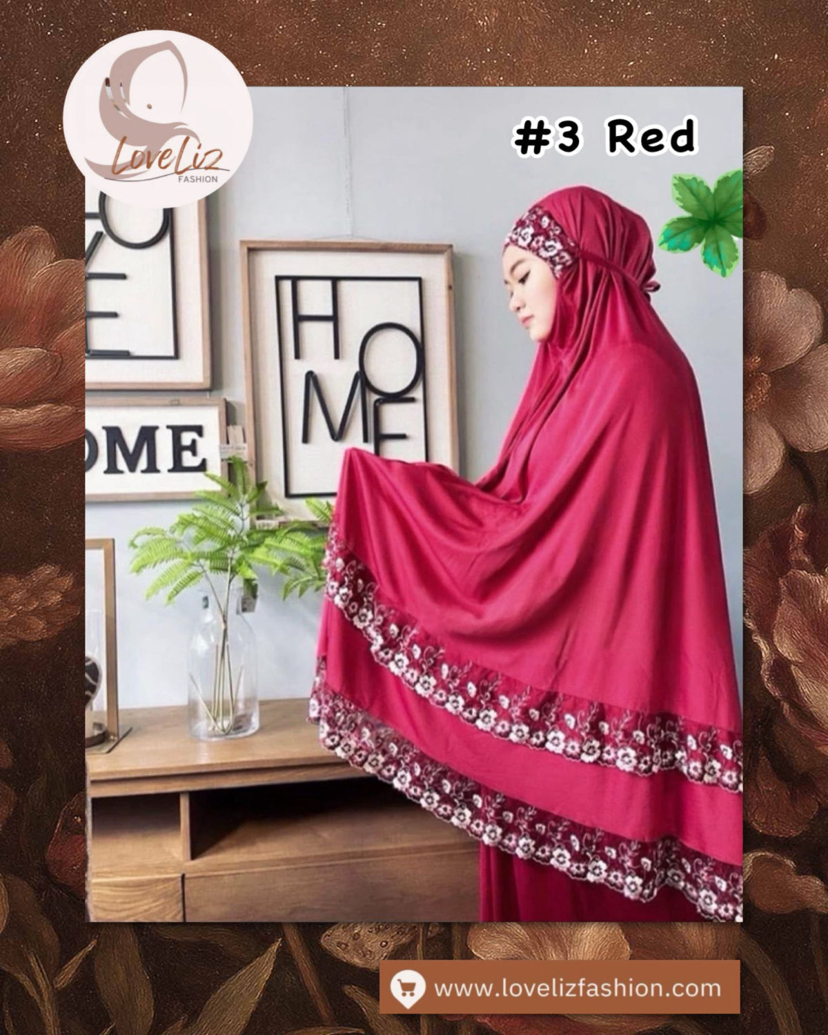LoveLiz Fashion Double Lace Telekung (TLKG- 1004) (#ZC) Embraces You in Soft Lycra Viscose, making Every Prayer a Truly Graceful Experience.