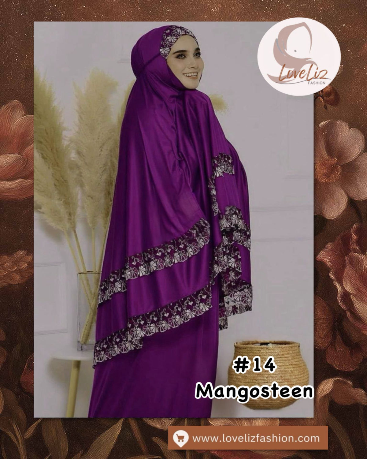 LoveLiz Fashion Double Lace Telekung (TLKG- 1004) (#ZC) Embraces You in Soft Lycra Viscose, making Every Prayer a Truly Graceful Experience.