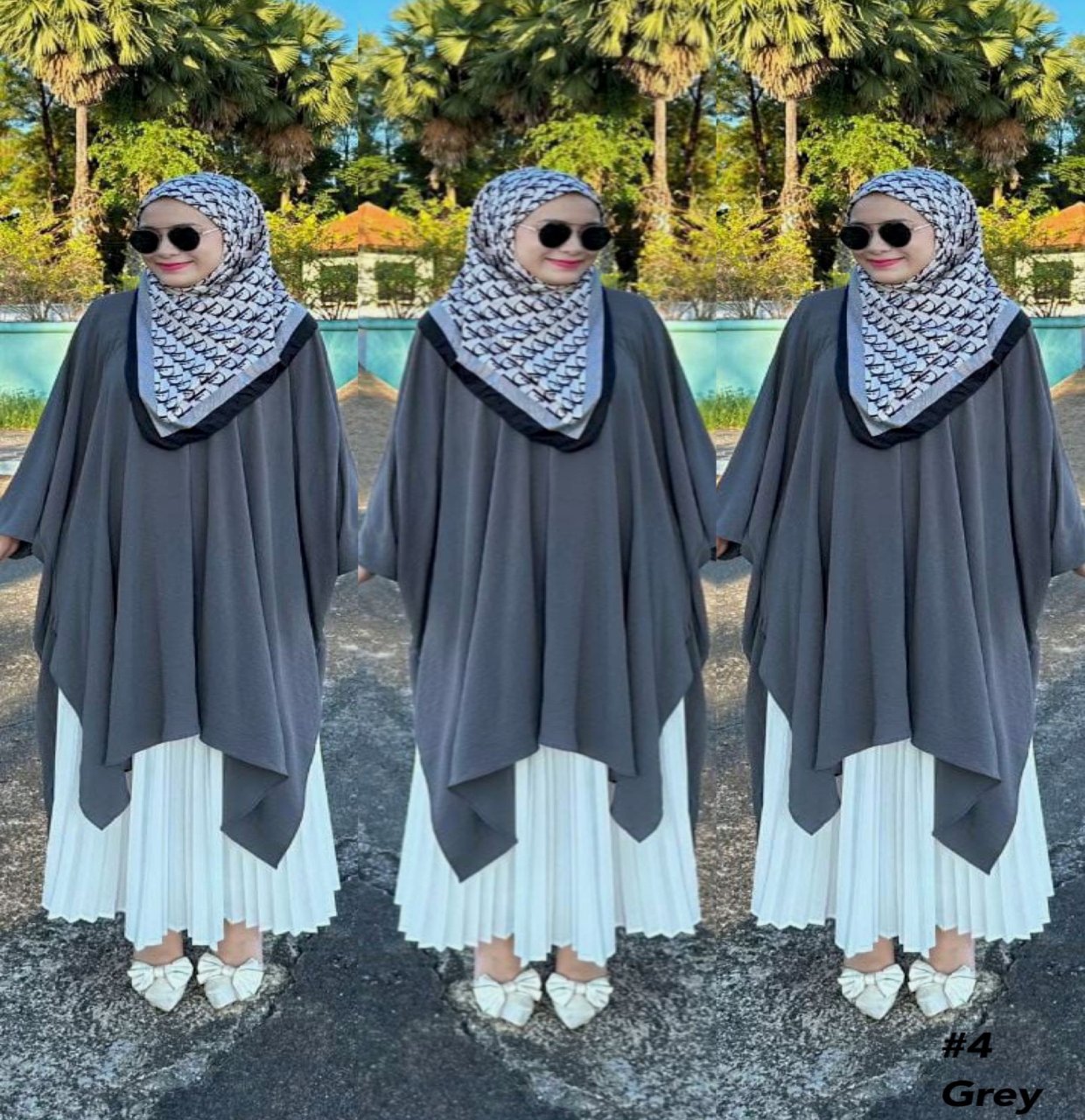 Classic Meets Modern Comfort: LoveLizFashion Grey Baggy Blouse (#P90KNG) model 4