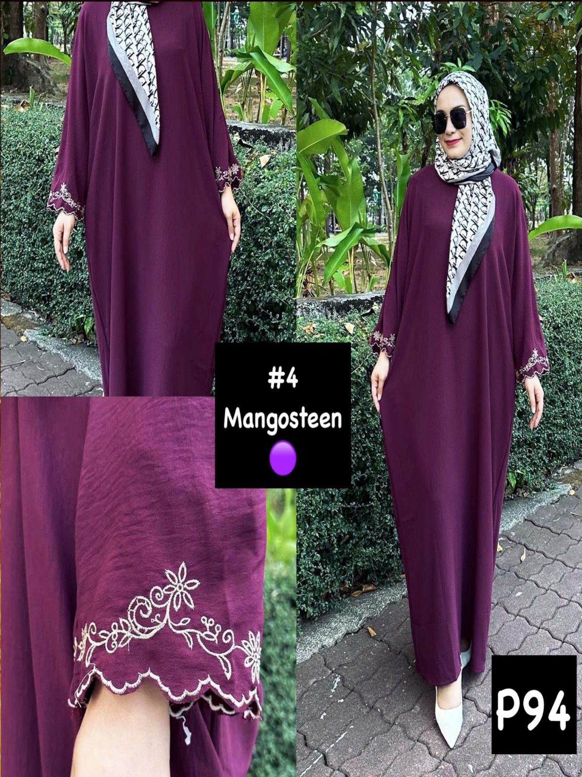 Long Dress Mangosteen Hand Embroidery model 4 (#P94KNG) - Essentials in Woman's Wardrobe