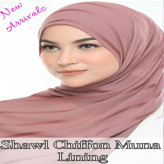 Shawl Chiffon Muna Lining (#MM) - Elegant Muslimah Hijab Accessory