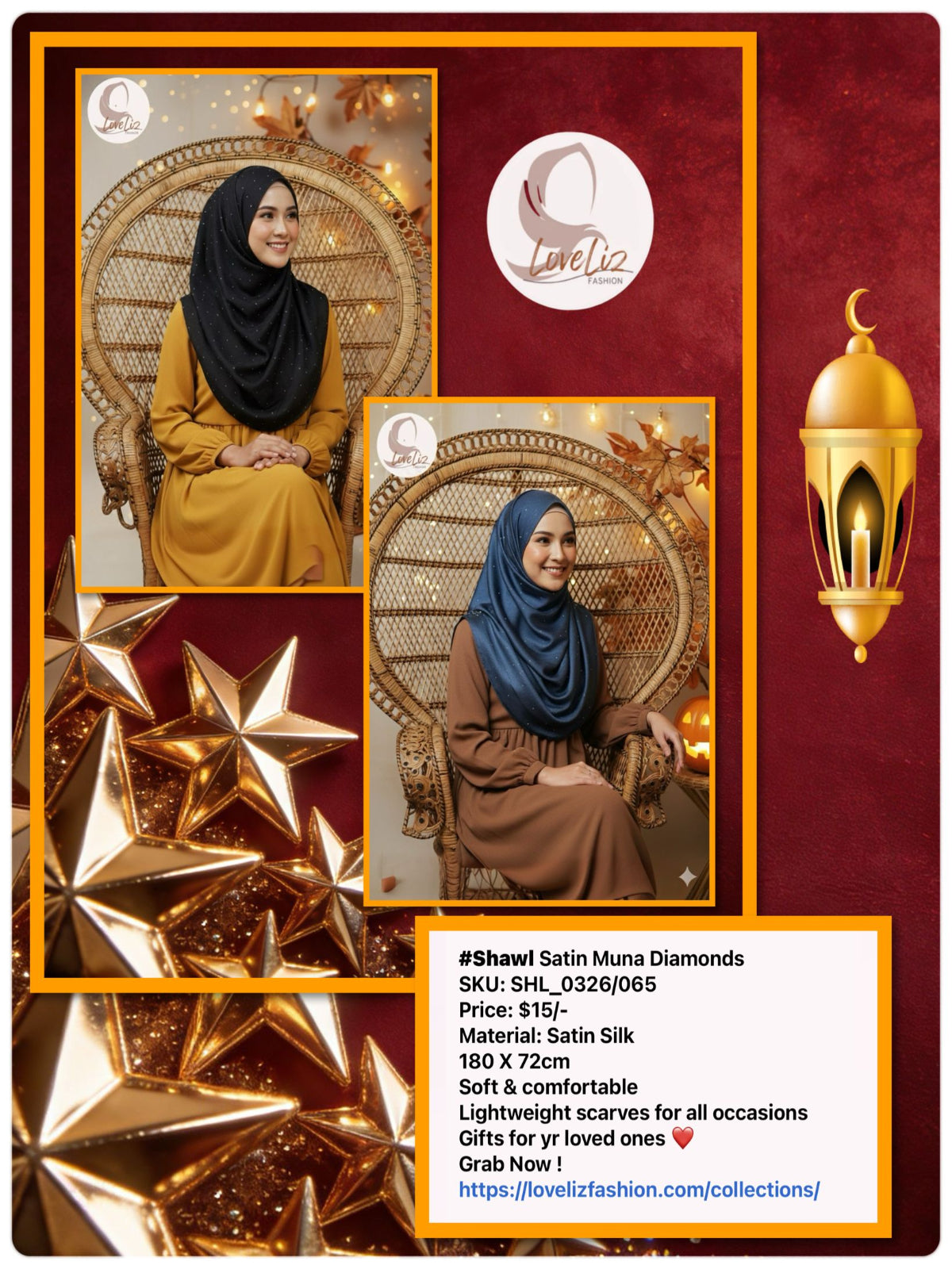 Shawl Satin Muna Diamonds (SHL_0326/065) (#ZSKN7)