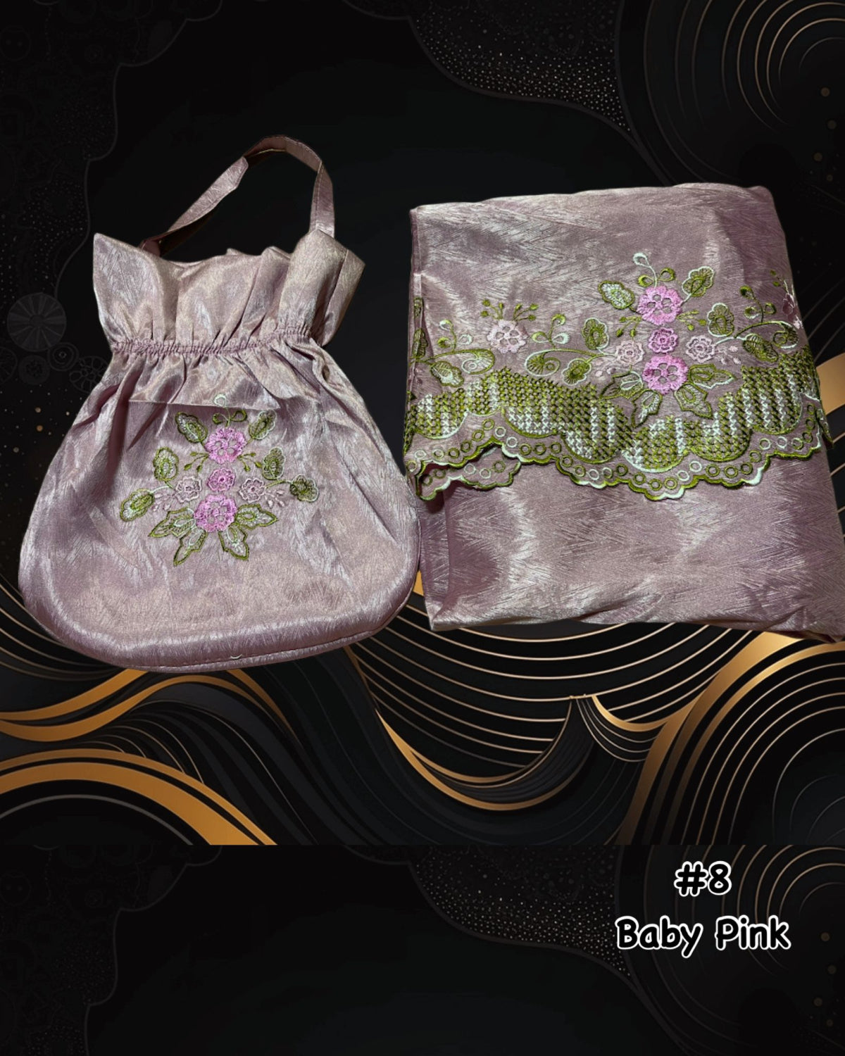 Exclusive Telekung Jacquard Satin w Oval Bag (TLKG- 1030A) (#AT)