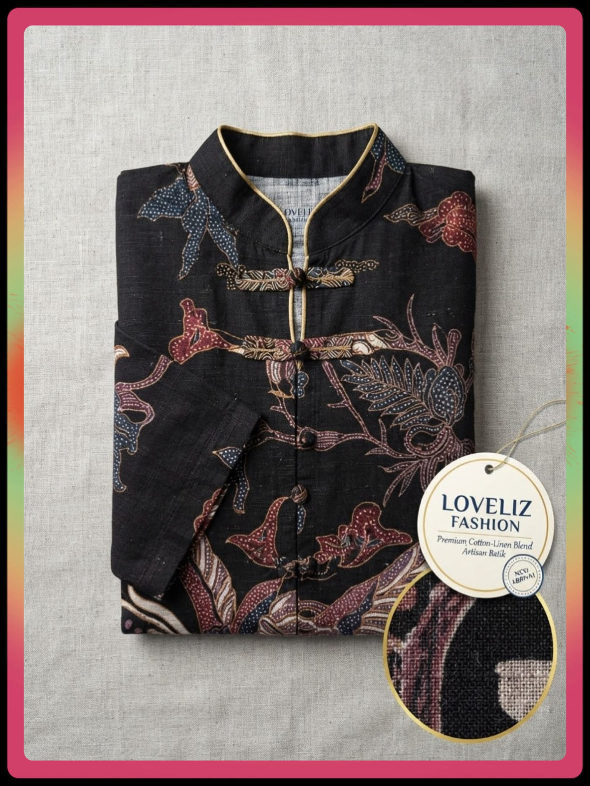 Batik Mandarin Collar Dresses (BADR_1026/005) (#ANIS)