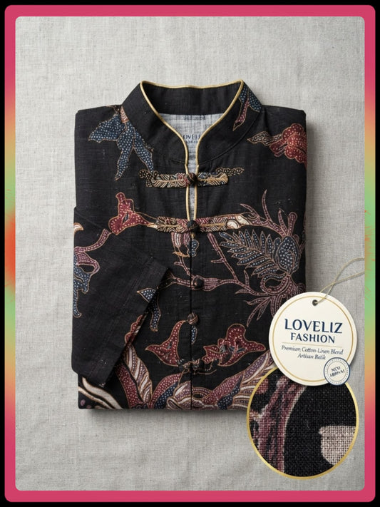 Batik Mandarin Collar Dresses (BADR_1026/005) (#ANIS)