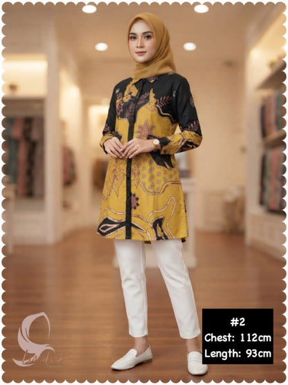 Batik Front Button Tunic (BADR_1026/007) (#ANIS)