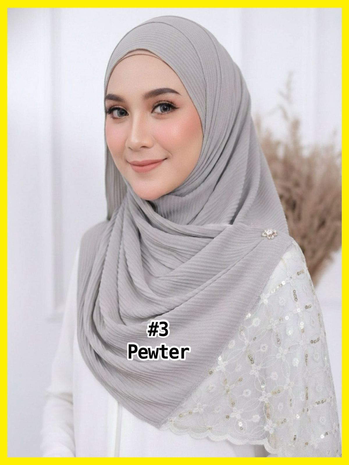 Shawl Chiffon Pleated Lace (SHL_0326/037)