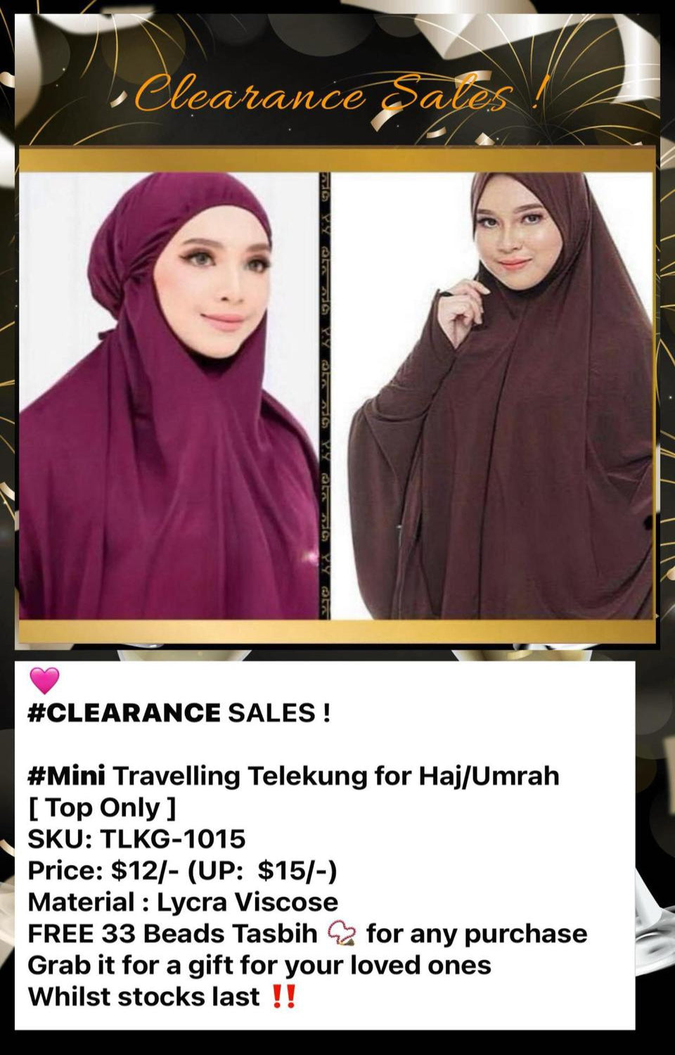 Mini Travelling Telekung (Top Only) (TLKG- 1015)