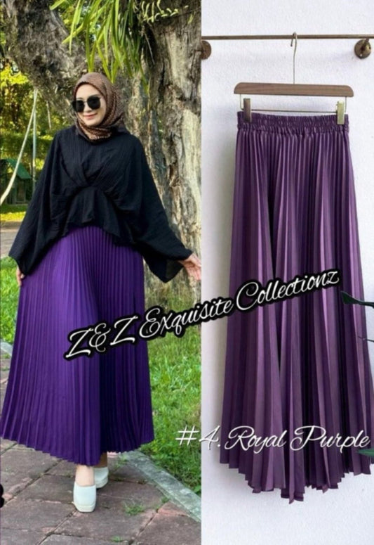 Versatile LovelizFashion: The Royal Purple Pleated Skirt model 4 (#102.KNG) – A Must-Have for Every Modern Muslimah Women