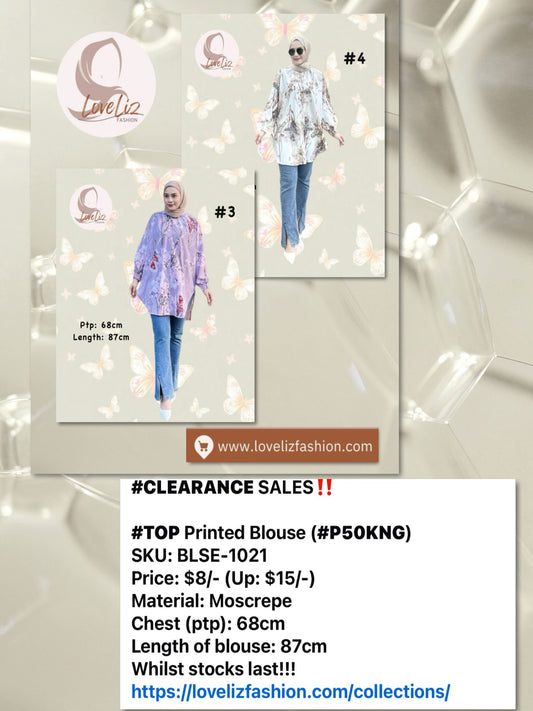 Top Printed Blouse (BLSE- 1021) (#P50KNG)