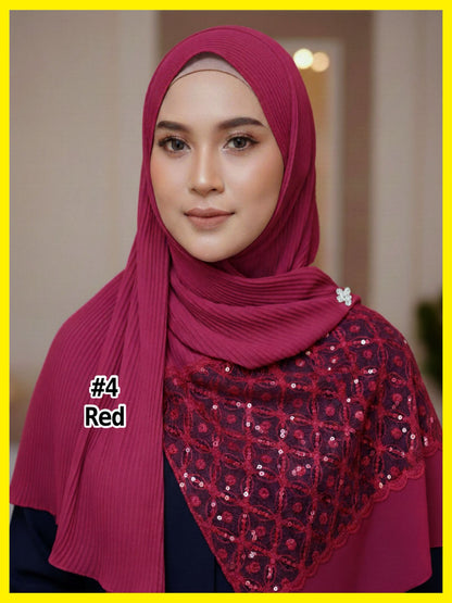 Shawl Chiffon Pleated Lace (SHL_0326/037)