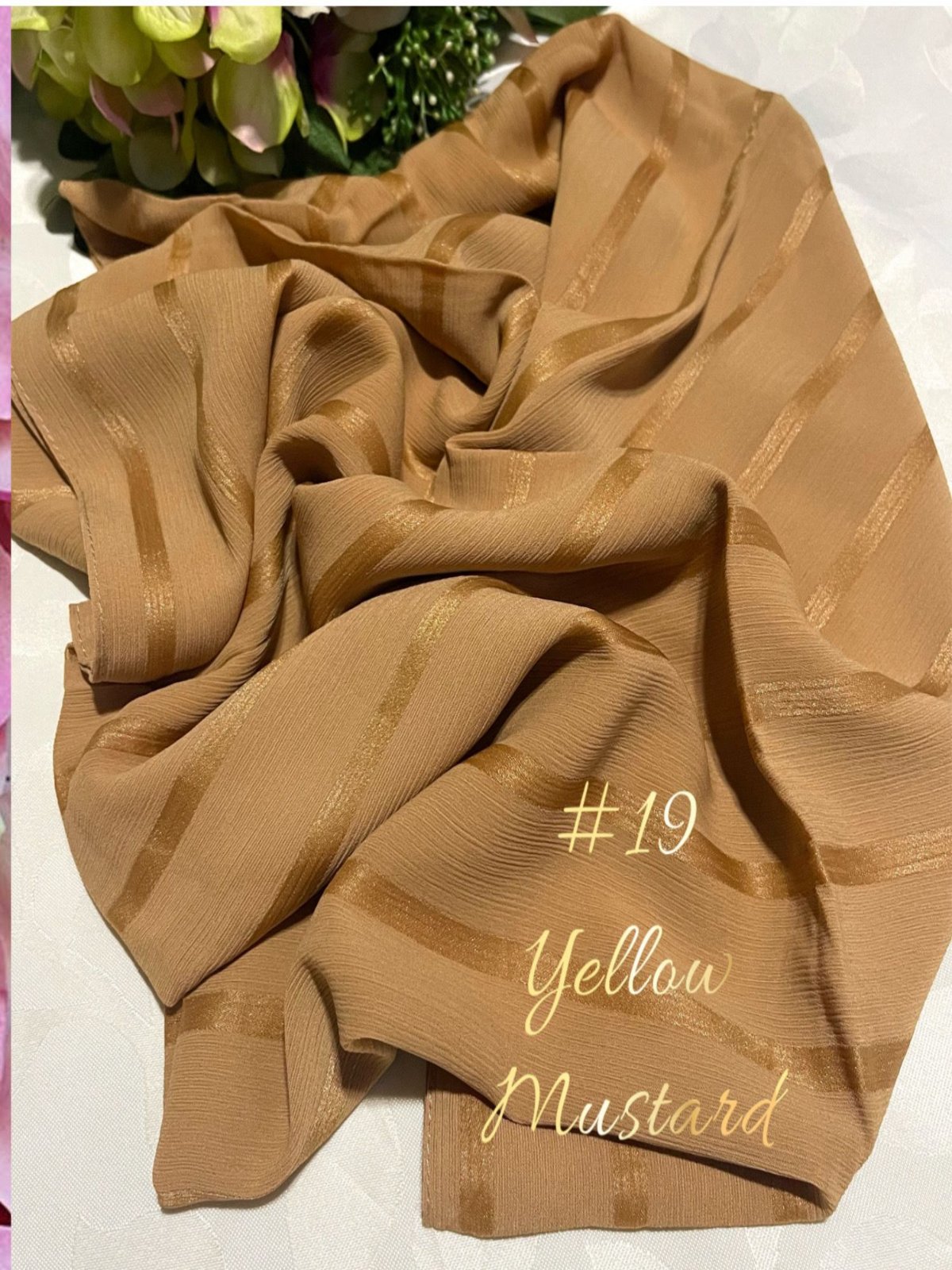 Shawl Chiffon with Muna Lining in Yellow Mustard model 19 (#MM)- Elegant Muslimah Hijab Accessory