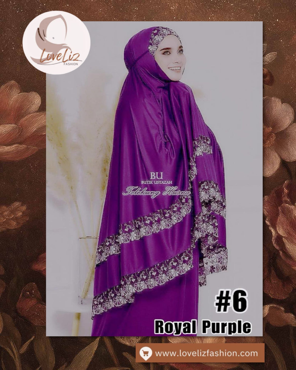 LoveLiz Fashion Double Lace Telekung (TLKG- 1004) (#ZC) Embraces You in Soft Lycra Viscose, making Every Prayer a Truly Graceful Experience.