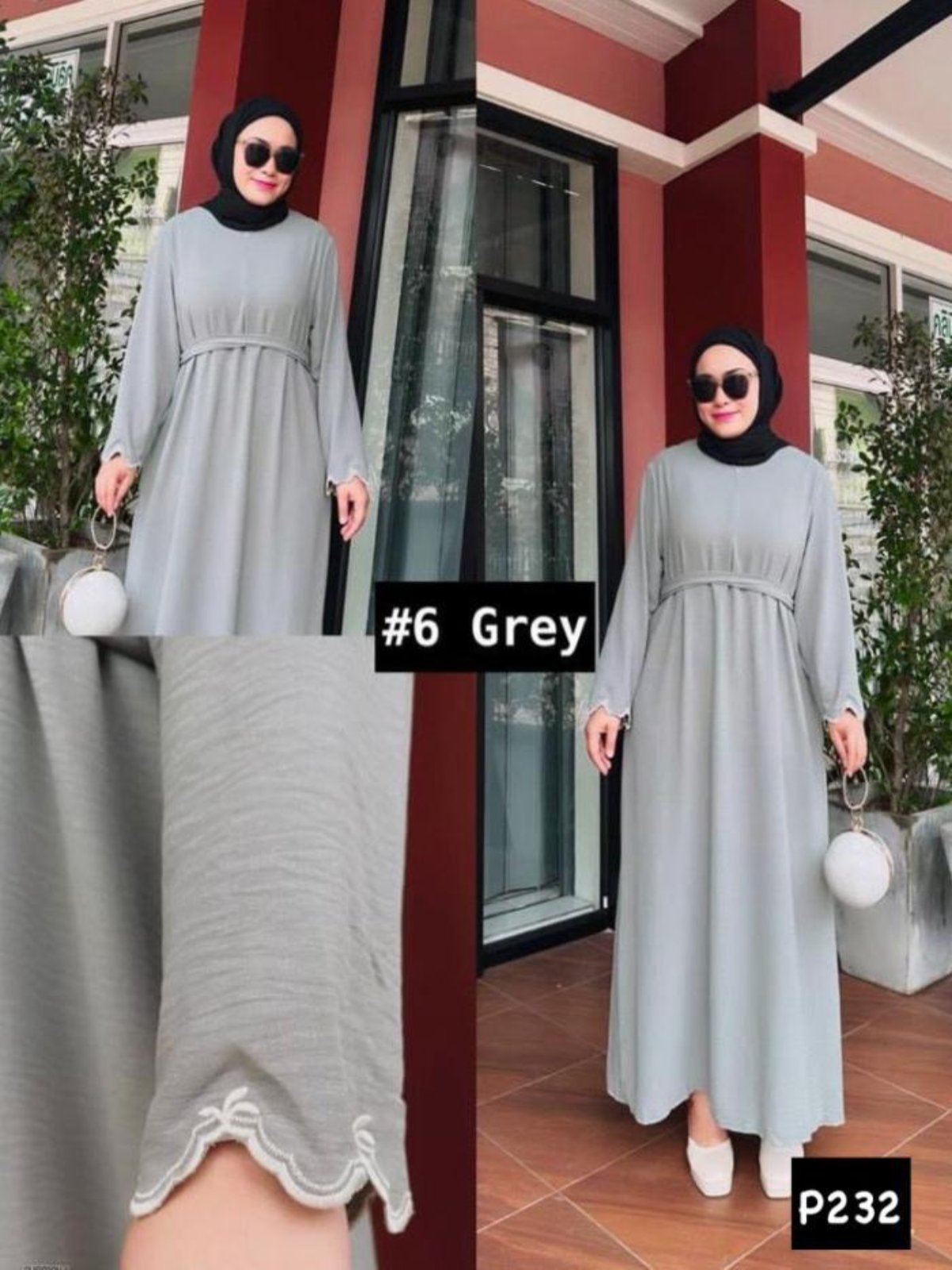 Long Dress Grey Hand Embroidery model 6 (#P232KNG) - Essentials in Woman's Wardrobe