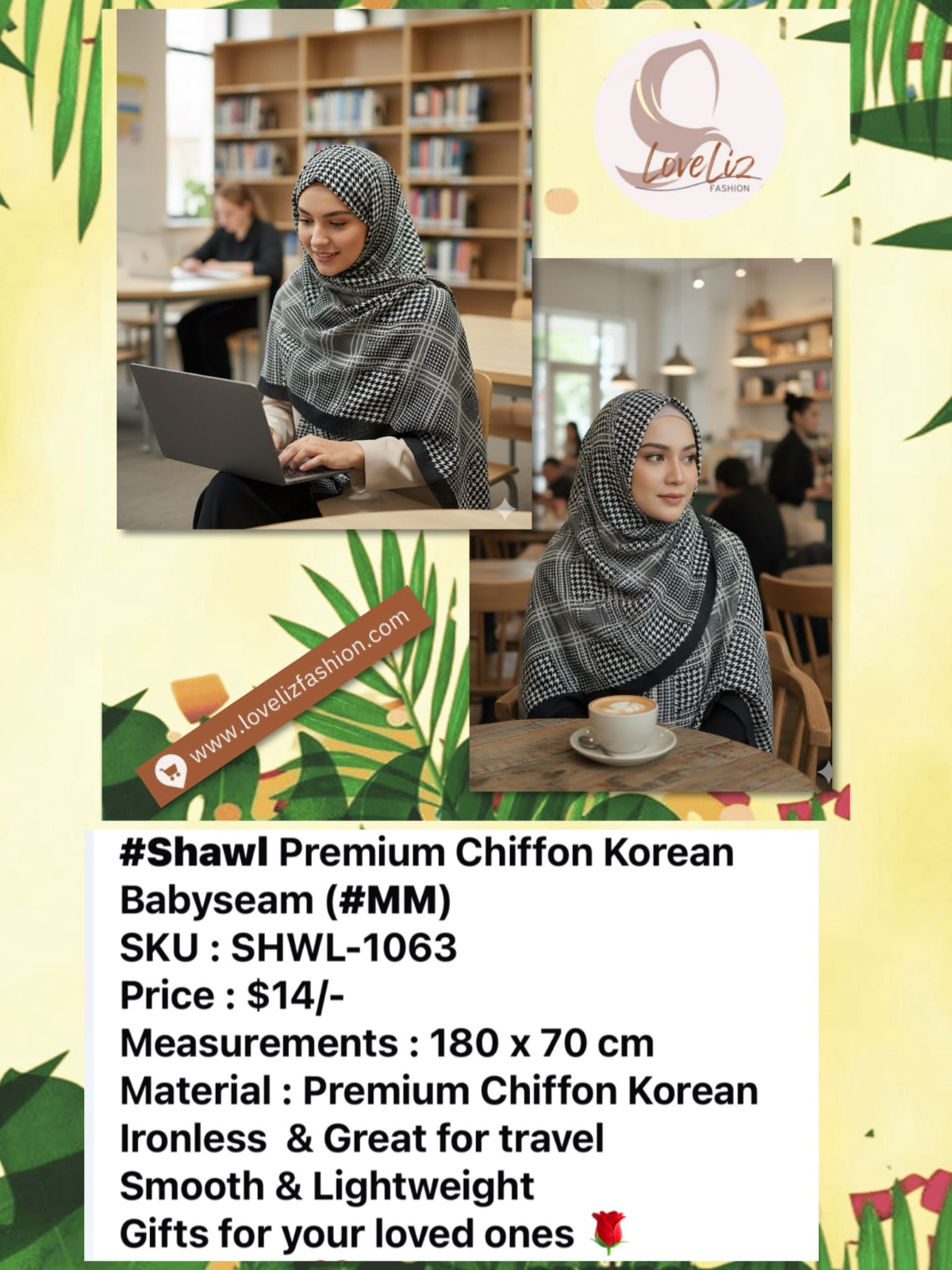Shawl Premium Chiffon Korean Babyseam (SHWL-1063) (#MM)