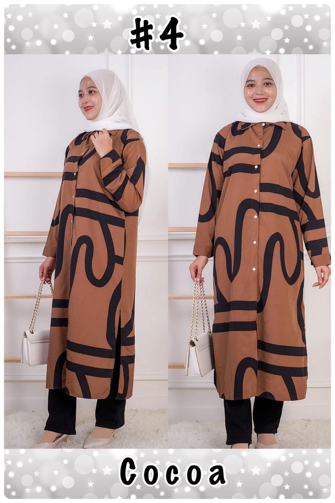 Modern Dress with Collar & Side Slits Cocoa Model 4