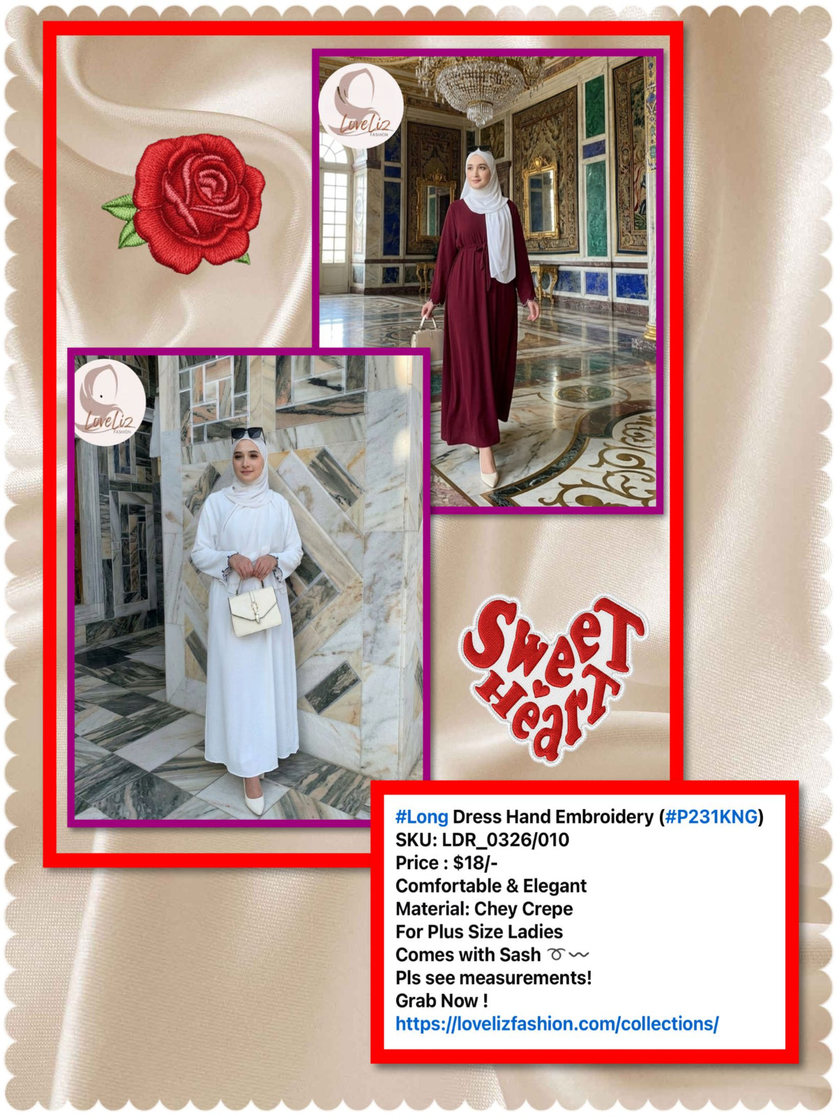 Long Dress Hand Embroidery (LDR_0326/010) (#P231KNG)