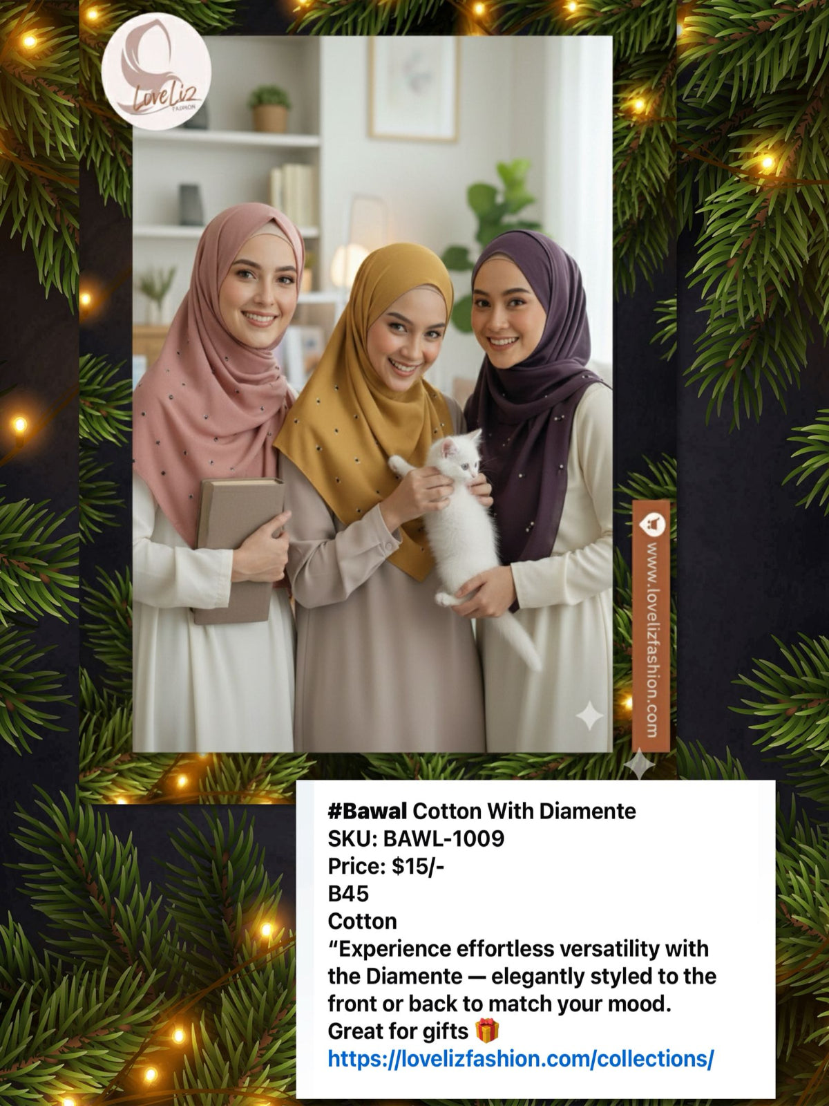 Cotton Bawal with Diamante Pattern (BWL_0126/009)