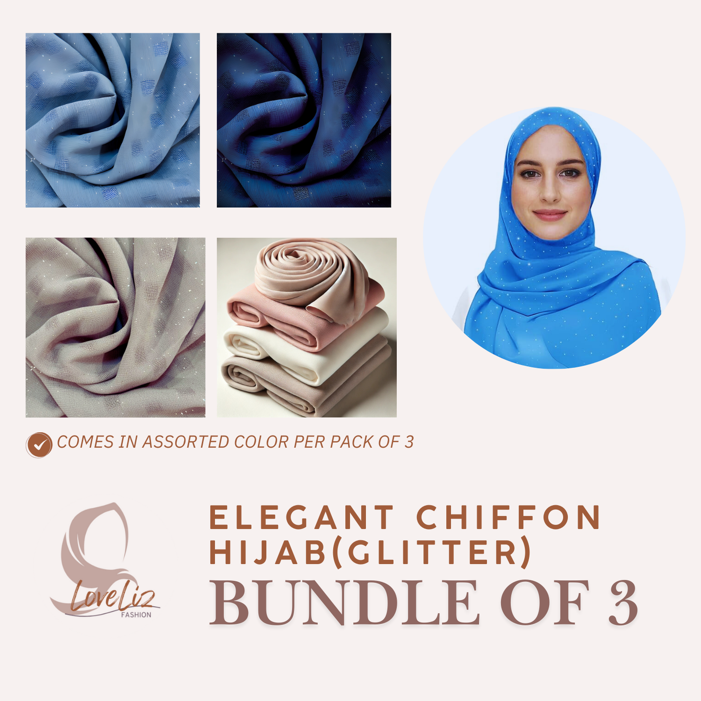 Loveliz Fashion Hijab Bundle Collection – Premium Chiffon Hijabs in 3pcs and 6pcs Packs