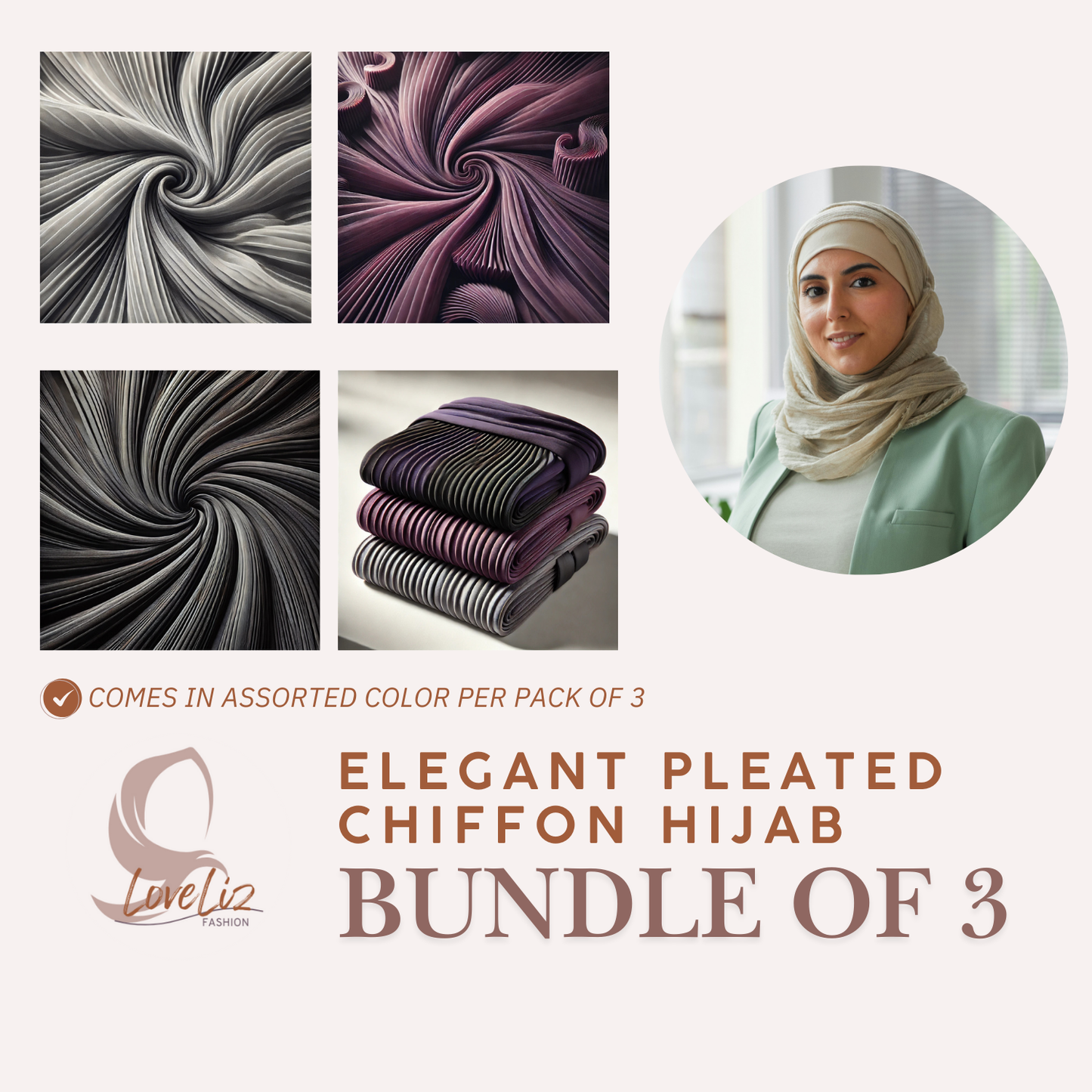 Loveliz Fashion Hijab Bundle Collection – Premium Chiffon Hijabs in 3pcs and 6pcs Packs