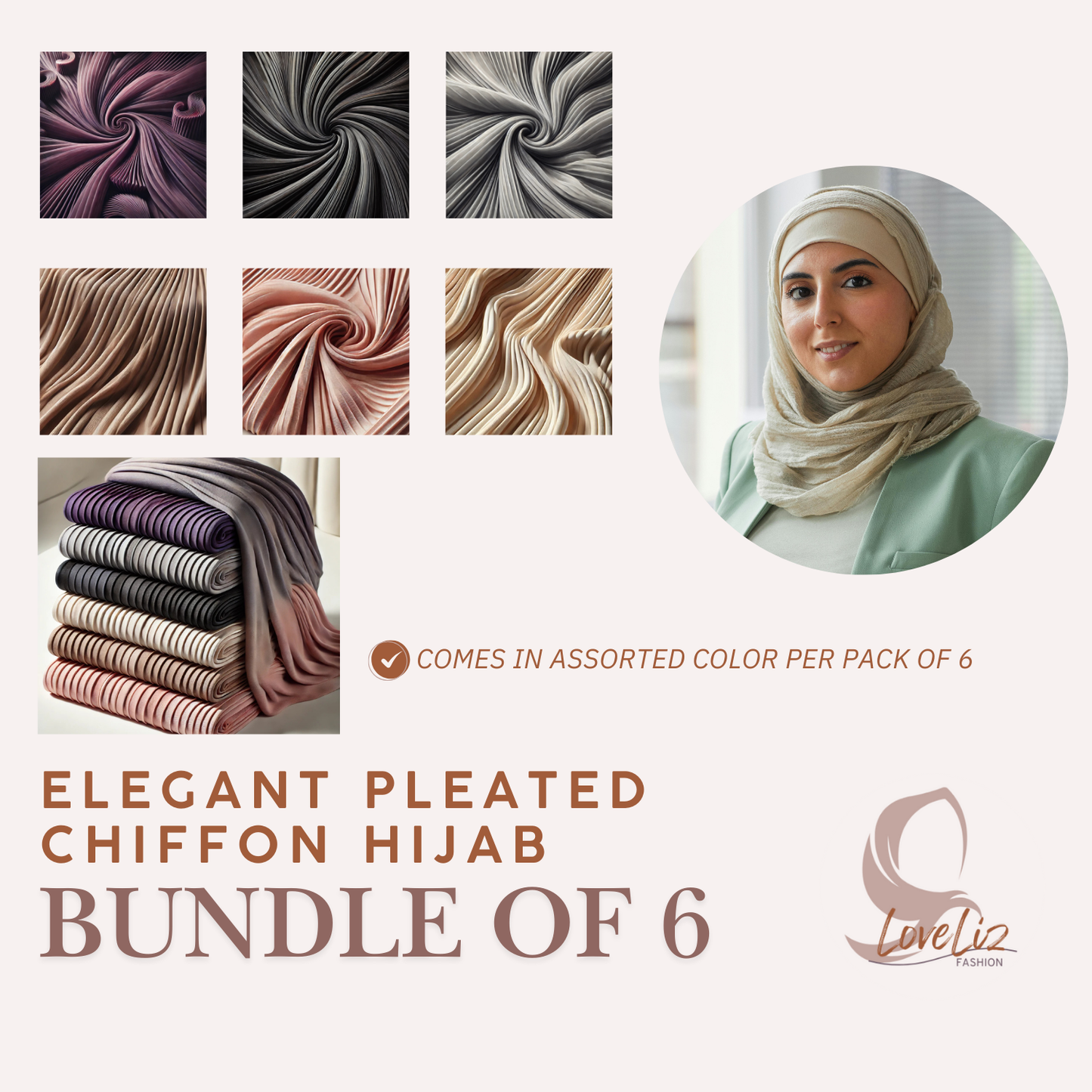 Loveliz Fashion Hijab Bundle Collection – Premium Chiffon Hijabs in 3pcs and 6pcs Packs