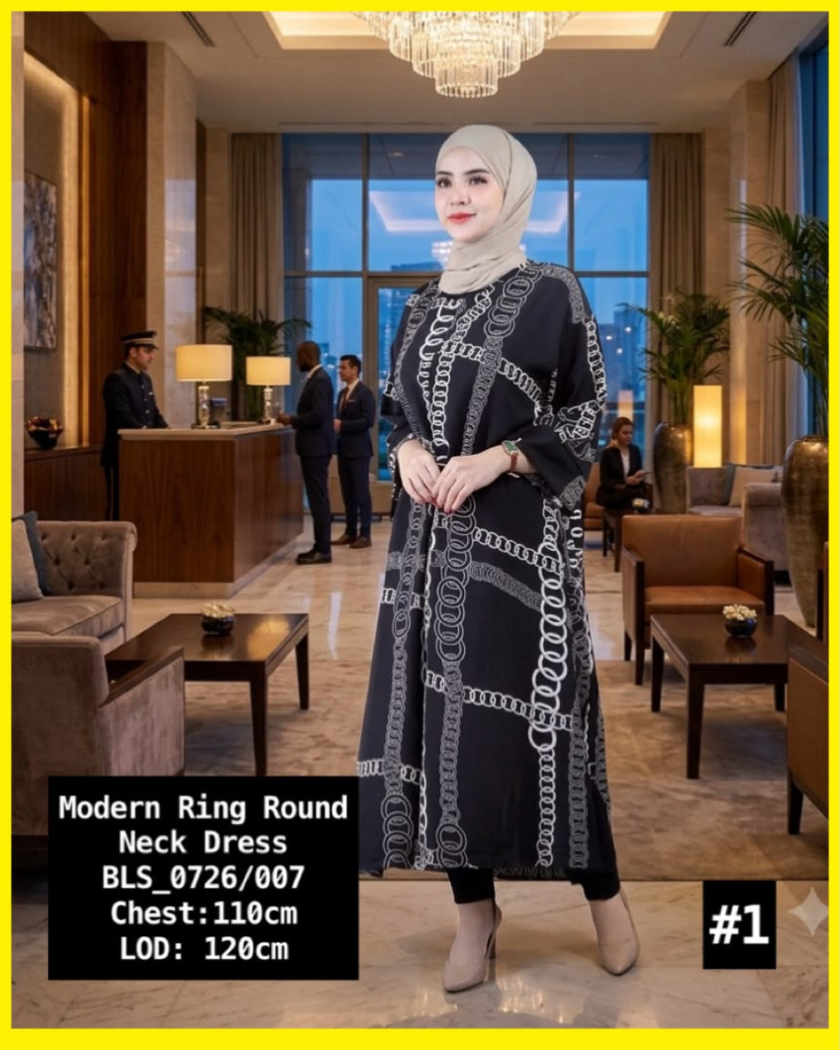 Modern Printed Round Neck Dress (BLS_0726/007 & 009) (#KA)