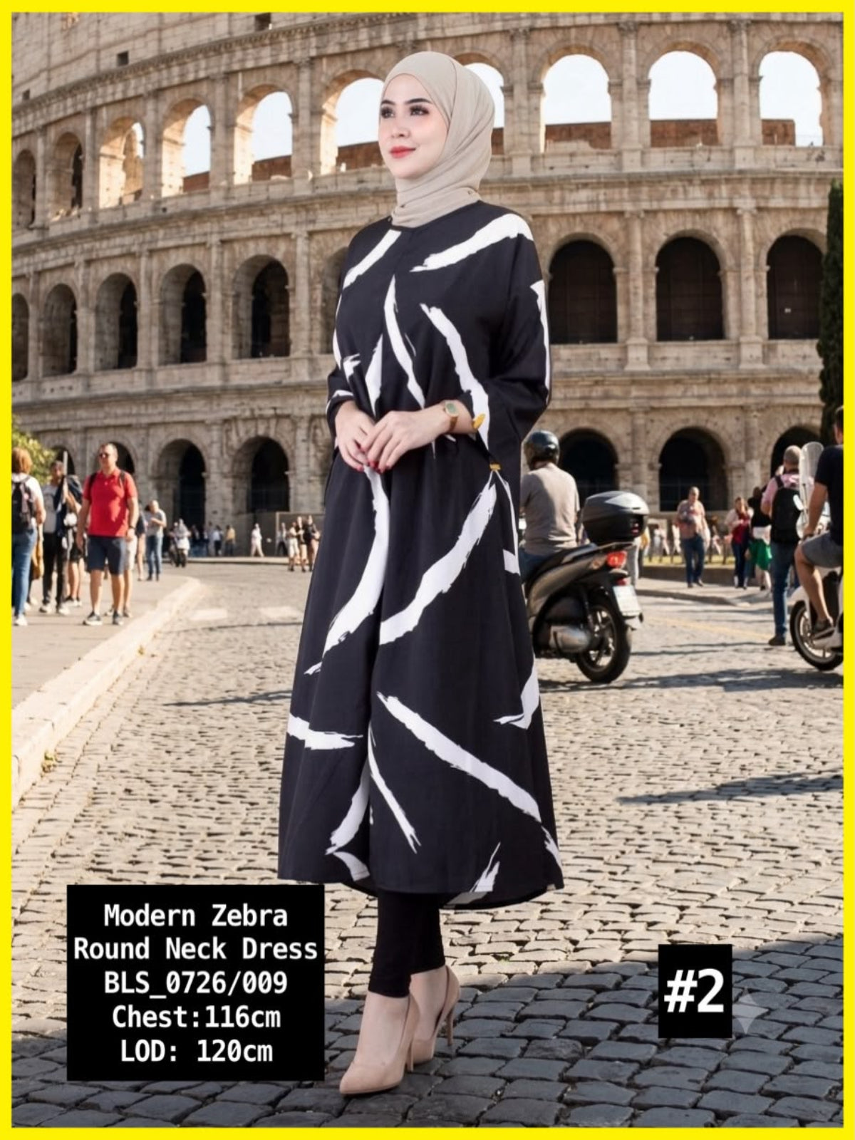 Modern Printed Round Neck Dress (BLS_0726/007 & 009) (#KA)