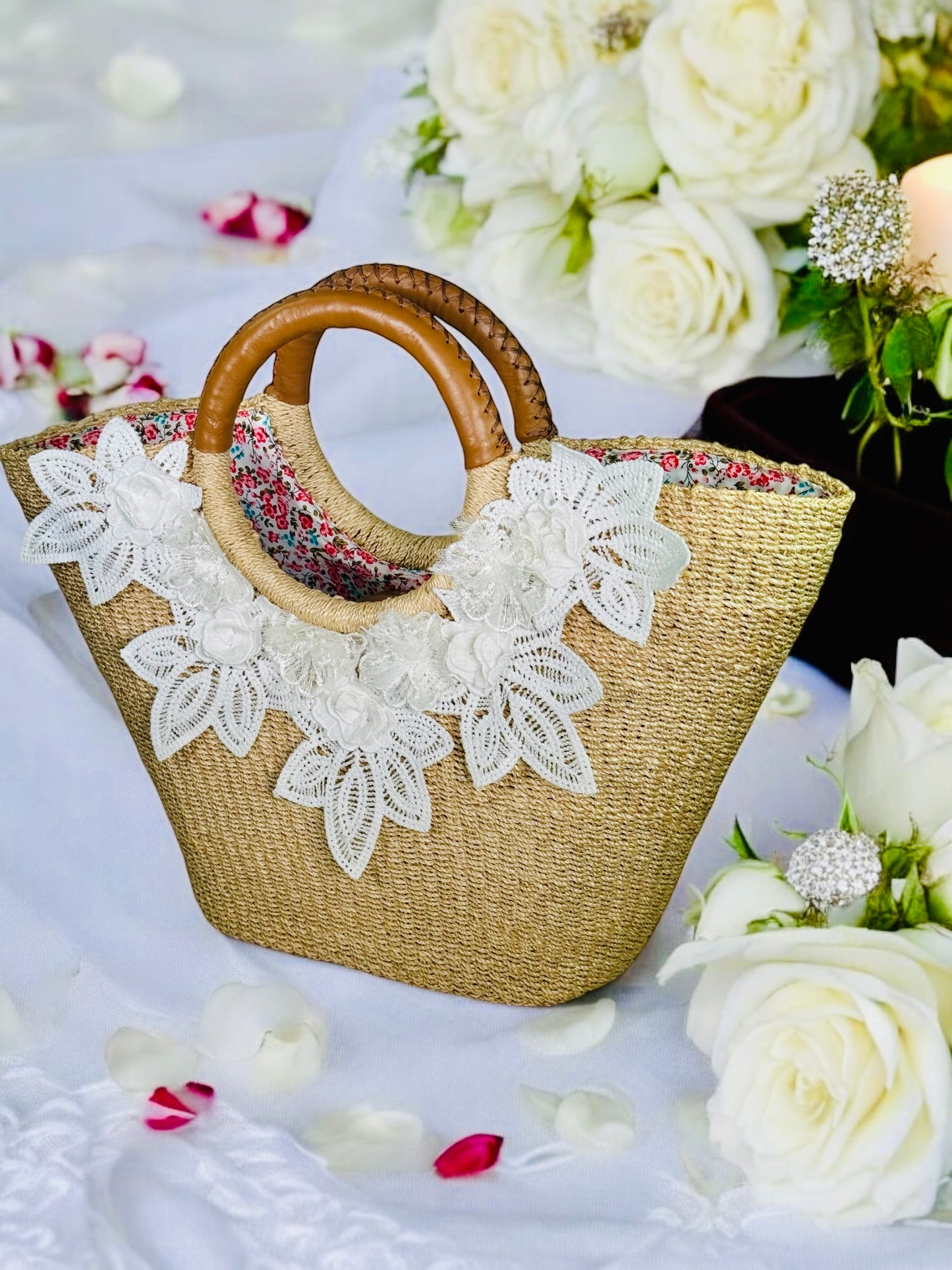 Ivory Bloom Handwoven Tote by Zuri WearableArt