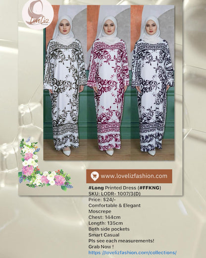 Long Printed Dress (LODR- 1007/3(D)) (#FFKNG)