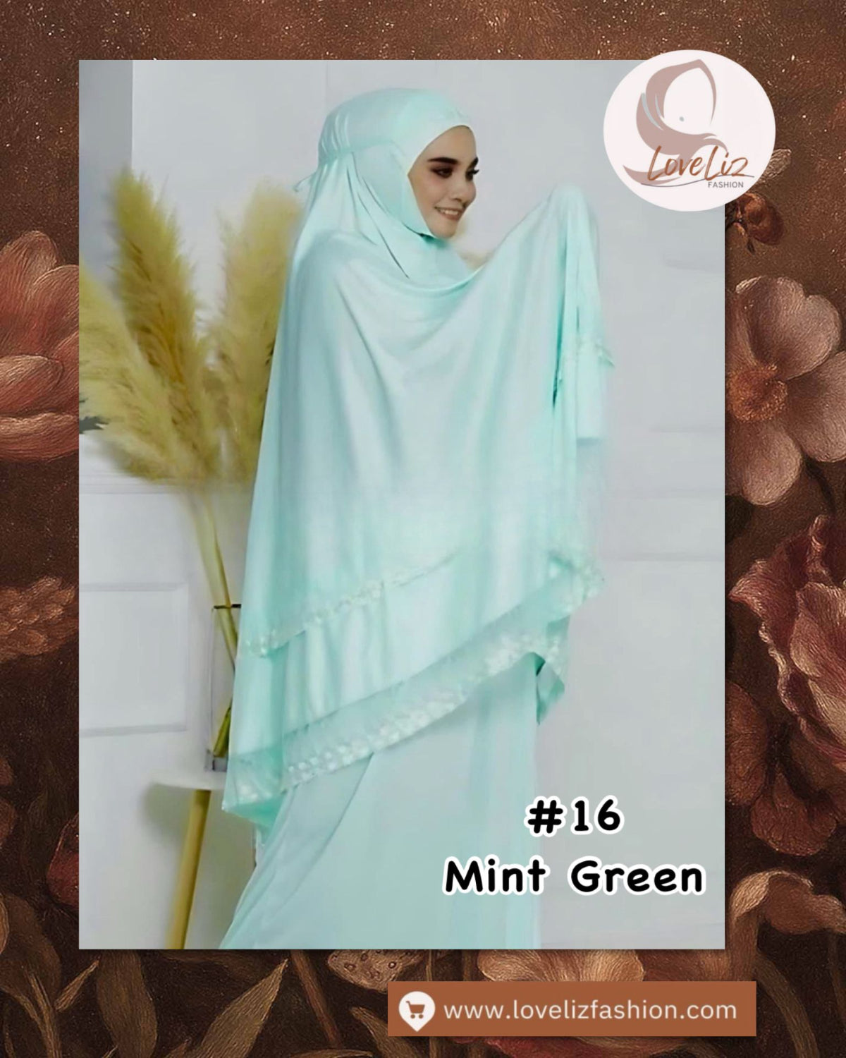 LoveLiz Fashion Double Lace Telekung (TLKG- 1004) (#ZC) Embraces You in Soft Lycra Viscose, making Every Prayer a Truly Graceful Experience.