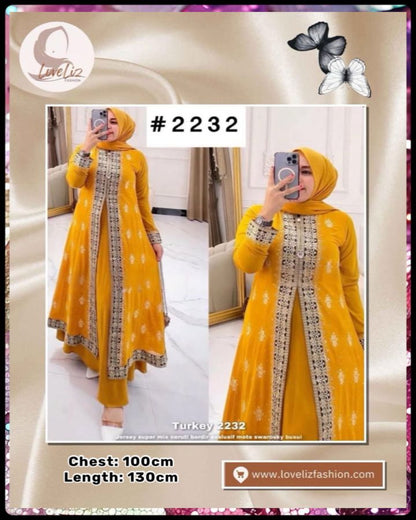 Exclusive Turkish Abaya Special Edition Silk & Chiffon 2-in-1 (ABYA_0226/215) (SN: 2229- 2365)