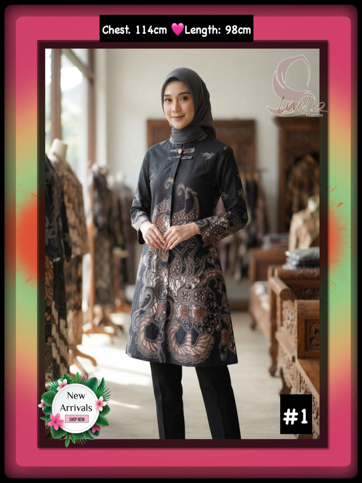 Batik Mandarin Collar Dresses (BADR_1026/005) (#ANIS)