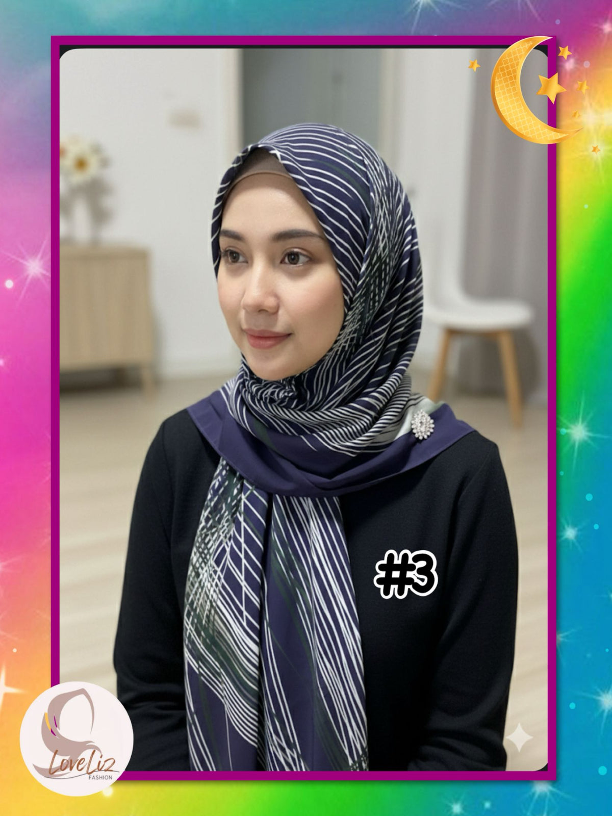 Abstract Geometric Heavy Chiffon Shawl (SHL_0226/003)