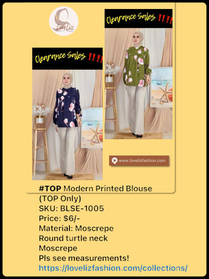 Top Modern Printed Blouse (BLSE-1005) (Top Only)