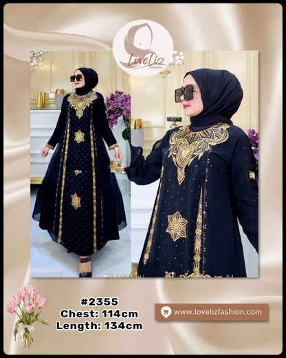 Exclusive Turkish Abaya Special Edition Silk & Chiffon 2-in-1 (ABYA_0226/215) (SN: 2229- 2365)