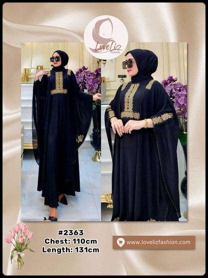 Exclusive Turkish Abaya Special Edition Silk & Chiffon 2-in-1 (ABYA_0226/215) (SN: 2229- 2365)