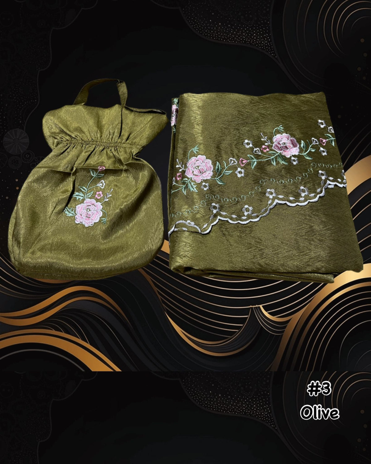 Exclusive Telekung Jacquard Satin w Oval Bag (TLKG- 1030A) (#AT)