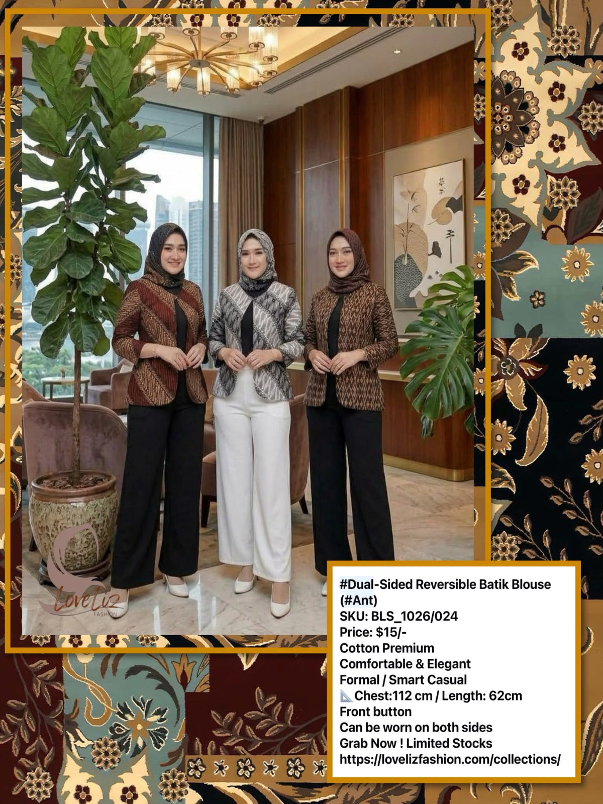 Dual-Sided Reversible Batik Blouse (BLS_1026/024) (#ANT)