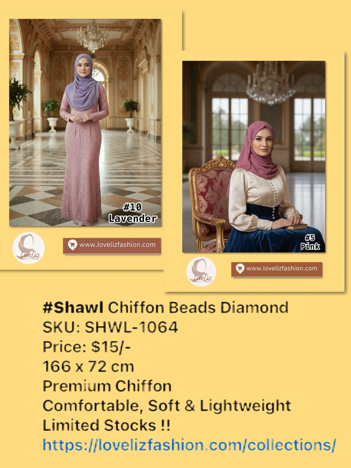 Shawl Chiffon Beads Diamond (SHWL- 1064) (#ZSKN7)