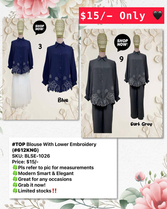 Top Blouse with Lower Embroidery (BLSE- 1026) (#P612KNG)