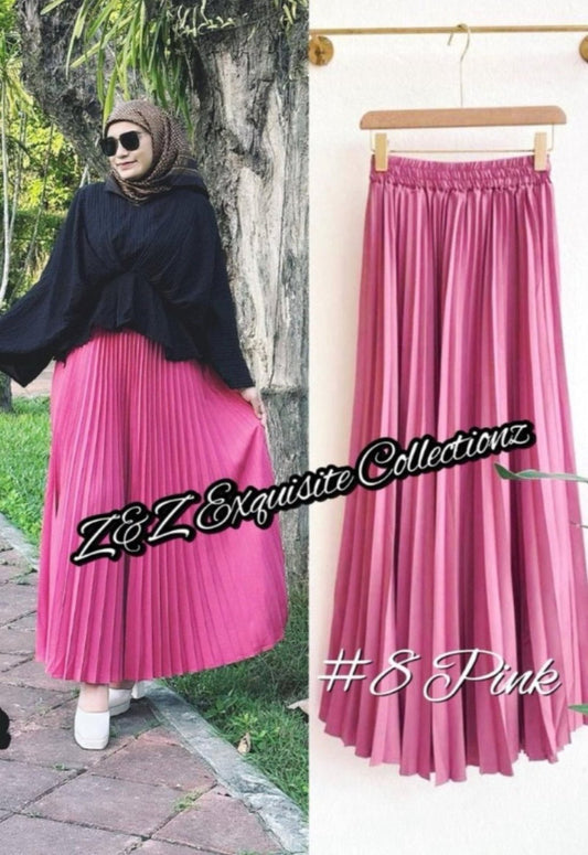 Versatile LovelizFashion: The Pink Pleated Skirt model 8 (#102.KNG) – A Must-Have for Every Modern Muslimah Women