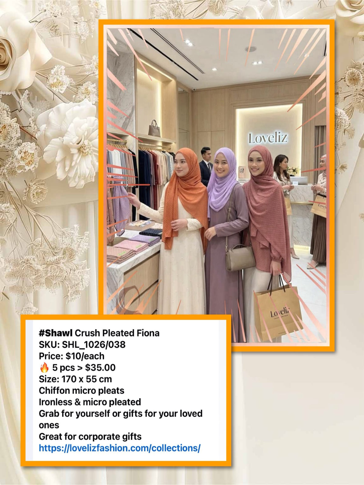 Shawl Crush Pleated Fiona (SHL_1026/038) (🔥 5 pcs for $35.00🔥)