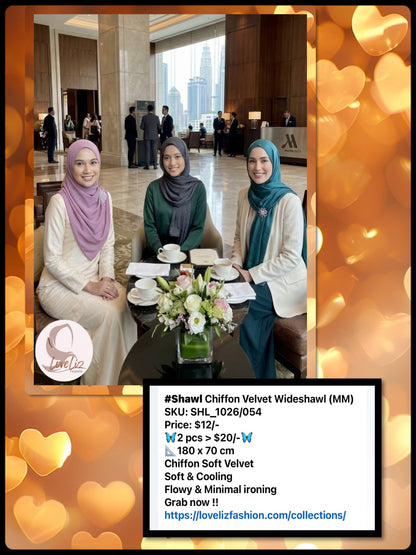 Shawl Chiffon Velvet Wideshawl (SHL_1026/054) (MM) (🦋2 pcs for $20/-🦋)