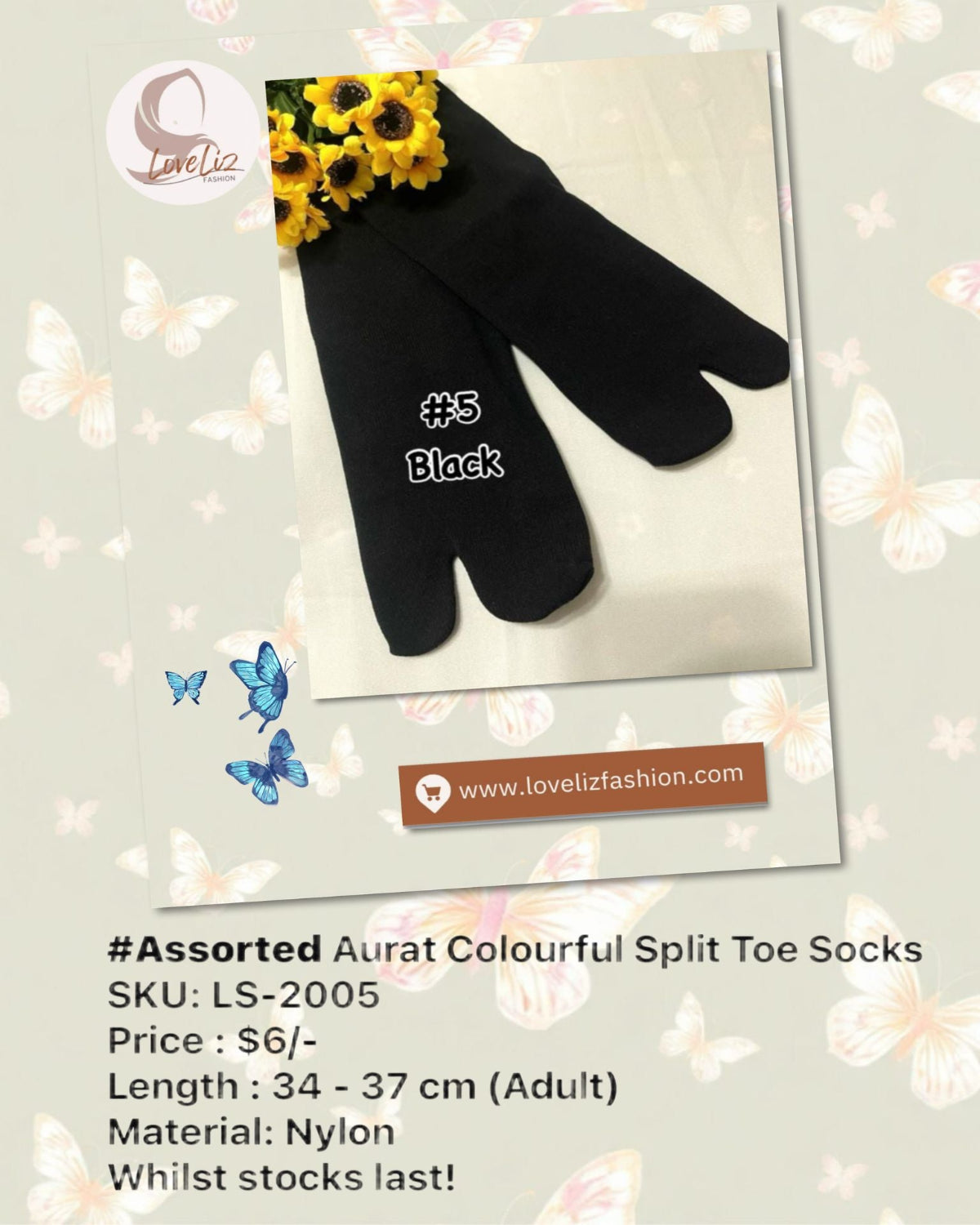 Assorted Aurat Colorful Split Toe Socks (LGSK- 1005)