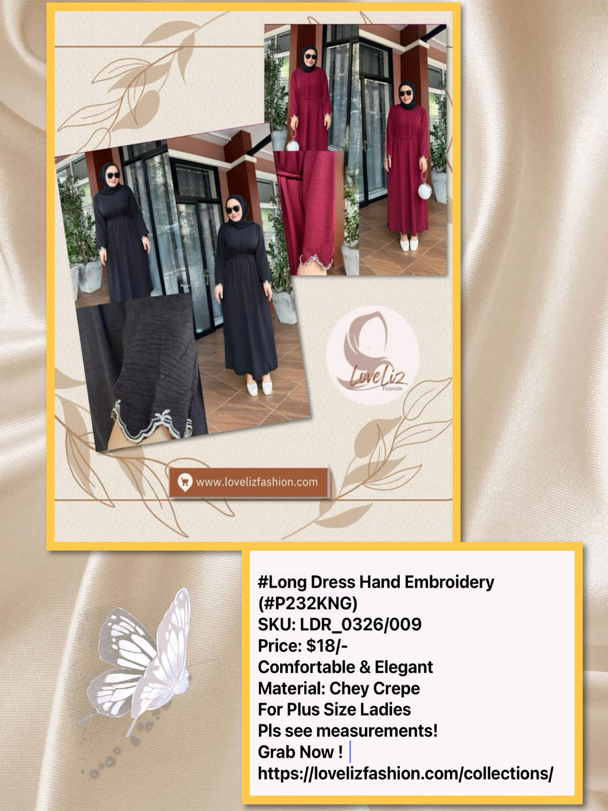 Long Dress Hand Embroidery (LDR_0326/009) (#P232KNG)