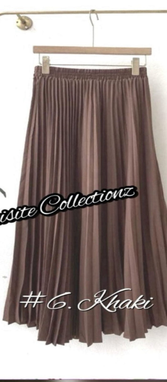 Versatile LovelizFashion: The Khaki Pleated Skirt model 6 (#102.KNG) – A Must-Have for Every Modern Muslimah Women